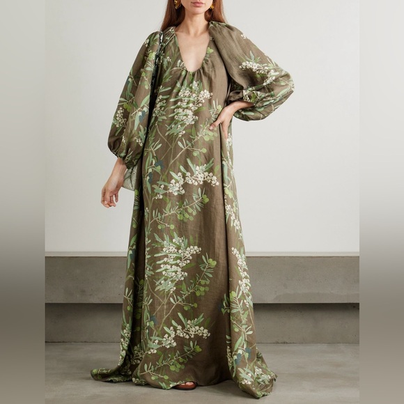 NWT BERNADETTE Georgio draped floral-print linen maxi dress - Picture 1 of 4